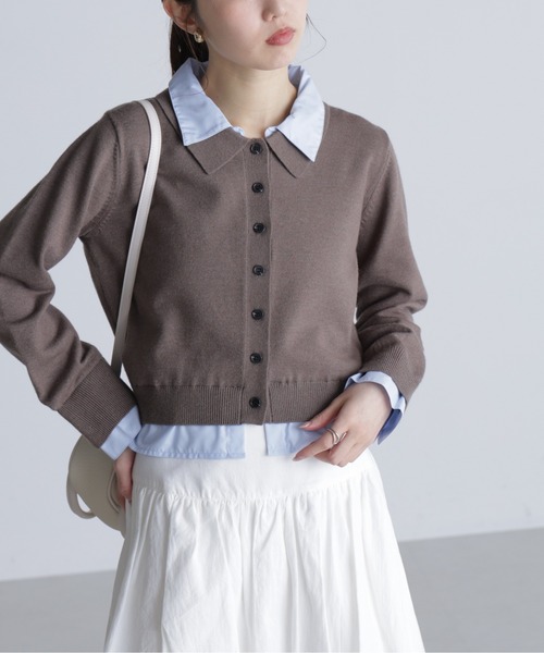FREE'S MART（フリーズマート）の「シャツフェイクレイヤードポロカーディガンⅡ（ニット/セーター・レディース・ネイビー/ブラウン/グレー・FREE）」の19枚目の写真