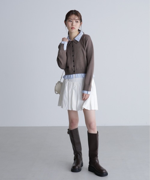 FREE'S MART（フリーズマート）の「シャツフェイクレイヤードポロカーディガンⅡ（ニット/セーター・レディース・ネイビー/ブラウン/グレー・FREE）」の20枚目の写真