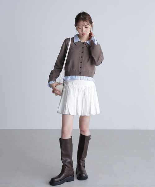 FREE'S MART（フリーズマート）の「シャツフェイクレイヤードポロカーディガンⅡ（ニット/セーター・レディース・ネイビー/ブラウン/グレー・FREE）」の21枚目の写真