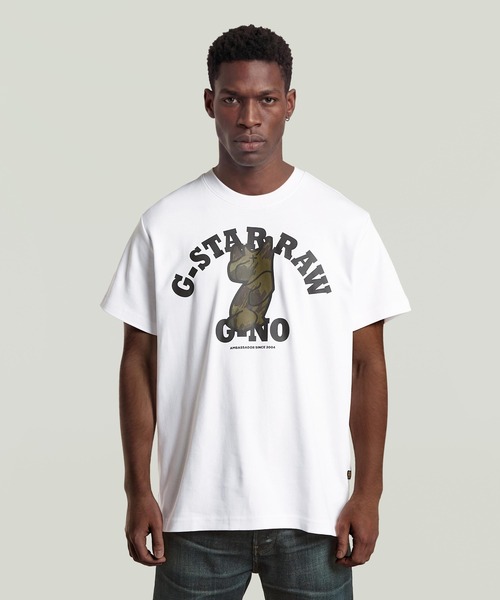 G-STAR(ジースター)の「G-NO Loose T-Shirt/グラフィックオーバーサイズルーズTシャツ/マスコットキャラクター(Tシャツ/カットソー・メンズ・ホワイト/ダークブラック・XX-SMALL/X-SMALL/X-LARGE/XX-LARGE/SMALL/MEDIUM/LARGE)」の1枚目の写真
