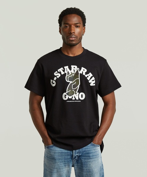 G-STAR(ジースター)の「G-NO Loose T-Shirt/グラフィックオーバーサイズルーズTシャツ/マスコットキャラクター(Tシャツ/カットソー・メンズ・ホワイト/ダークブラック・XX-SMALL/X-SMALL/X-LARGE/XX-LARGE/SMALL/MEDIUM/LARGE)」の2枚目の写真