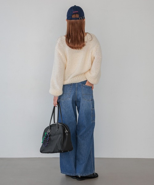 BAYFLOW（ベイフロー）の「[春先まで着られる♪]ザックリVネックニットプルオーバー（ニット/セーター・レディース・ピンク/ライトブルー/オフホワイト・FREE）」の9枚目の写真