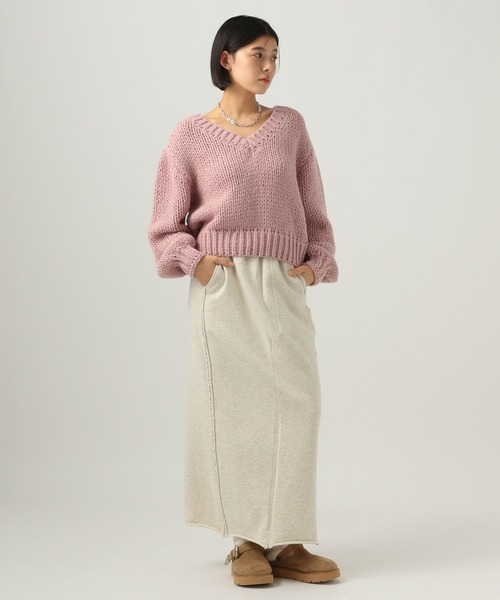 BAYFLOW（ベイフロー）の「[春先まで着られる♪]ザックリVネックニットプルオーバー（ニット/セーター・レディース・ピンク/ライトブルー/オフホワイト・FREE）」の16枚目の写真