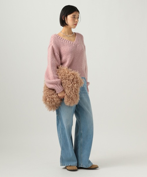 BAYFLOW（ベイフロー）の「[春先まで着られる♪]ザックリVネックニットプルオーバー（ニット/セーター・レディース・ピンク/ライトブルー/オフホワイト・FREE）」の17枚目の写真