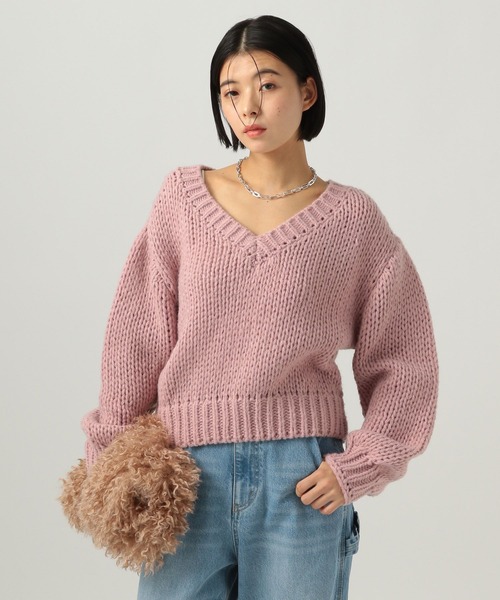 BAYFLOW（ベイフロー）の「[春先まで着られる♪]ザックリVネックニットプルオーバー（ニット/セーター・レディース・ピンク/ライトブルー/オフホワイト・FREE）」の18枚目の写真