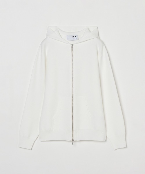 three dots(スリードッツ)の「【unisex】パワーニット ジップアップ(パーカー・レディース・ホワイト/ブラック/グレー系その他/イエロー系その他・SMALL/MEDIUM/XS)」の1枚目の写真