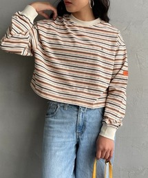 UNIVERSAL OVERALL（ユニバーサルオーバーオール）の「[UNIVERSAL OVERALL ユニバーサルオーバーオール] 別注 クロップド丈 ボーダーロングスリーブTシャツ（Tシャツ/カットソー）」