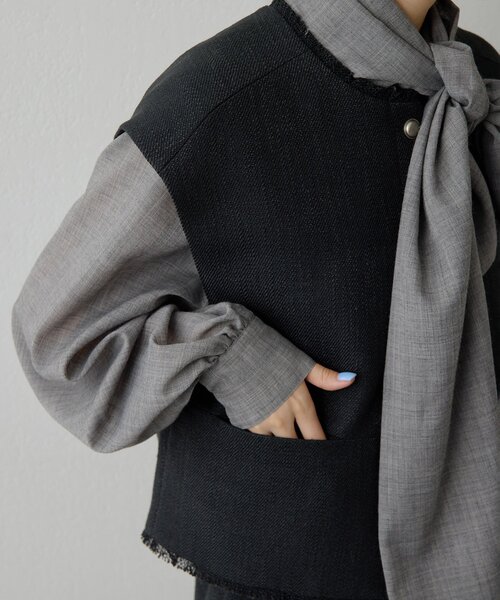 THE PAUSE（ザ ポーズ）の「【THE PAUSE】ツイードショートジレ（ベスト・レディース・ブラック/ライトグレー・FREE）」の22枚目の写真