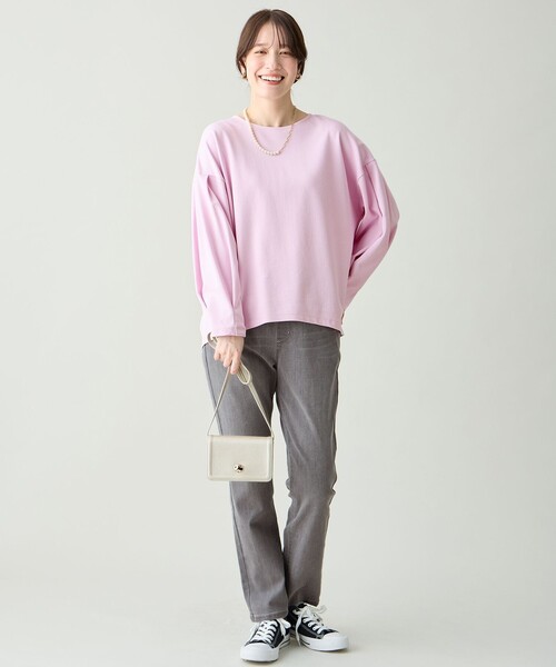 ANY(エニィ)の「タックスリーブプルオーバー(Tシャツ/カットソー・レディース・ホワイト系/ピンク系/ライトグレー系/ブラック系/ダルブルー系・F)」の8枚目の写真