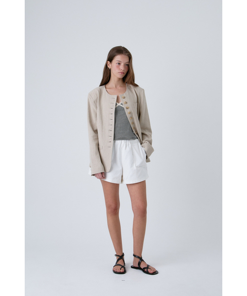 Linen Button Jacket (Ivory)