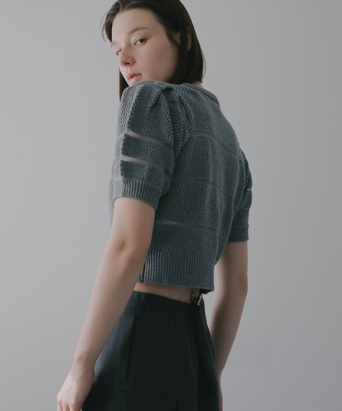 MANOF（マノフ）の「OPENWORK KNIT SHORT TOPS（ニット/セーター・レディース・ブルー/アイボリー/グレー・F）」の20枚目の写真