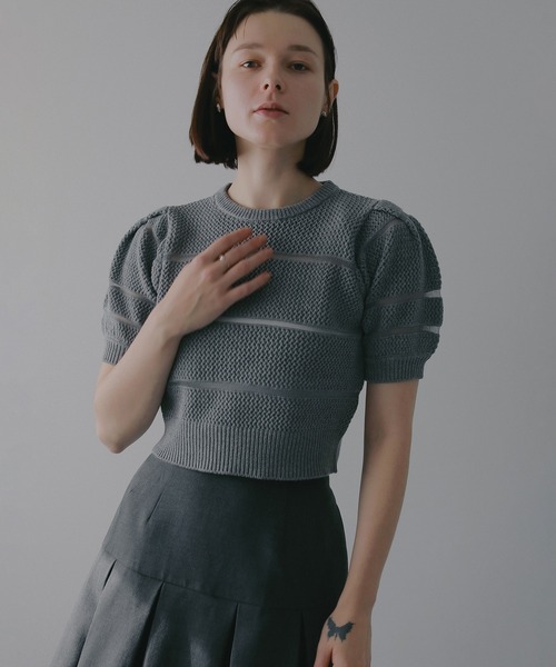 MANOF（マノフ）の「OPENWORK KNIT SHORT TOPS（ニット/セーター・レディース・ブルー/アイボリー/グレー・F）」の17枚目の写真