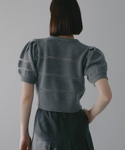 MANOF（マノフ）の「OPENWORK KNIT SHORT TOPS（ニット/セーター・レディース・ブルー/アイボリー/グレー・F）」の21枚目の写真