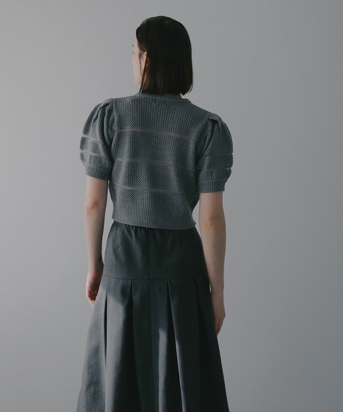 MANOF（マノフ）の「OPENWORK KNIT SHORT TOPS（ニット/セーター・レディース・ブルー/アイボリー/グレー・F）」の22枚目の写真