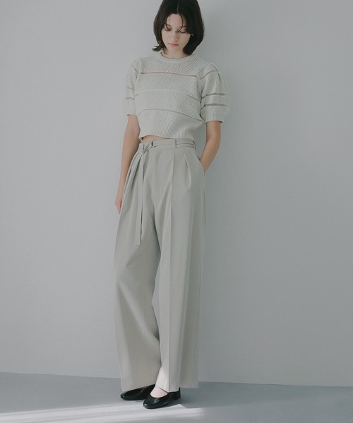 MANOF（マノフ）の「OPENWORK KNIT SHORT TOPS（ニット/セーター・レディース・ブルー/アイボリー/グレー・F）」の8枚目の写真