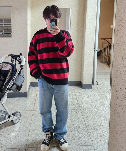 THEVINYLHOUSE(ザバイニルハウス)の「MOHAIR BOLD STRIPED SWEATER RED (VH2DFUK603A)(ニット/セーター・メンズ・その他・S)」の6枚目の写真
