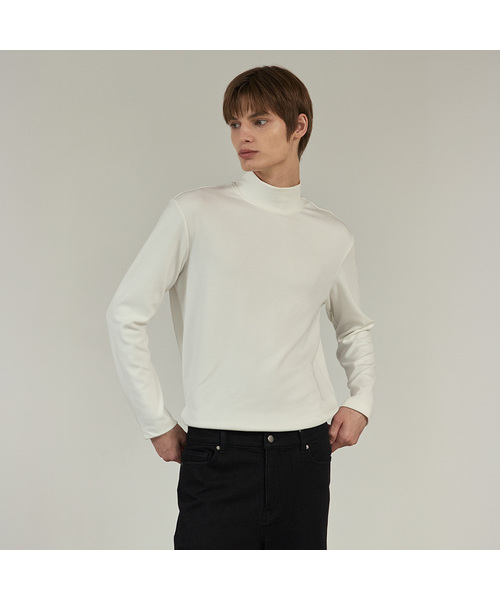 MINDBRIDGE（マインドブリッジ）の「[ウォーム]ハーフタートルネックTシャツ - 2カラー（Tシャツ/カットソー・メンズ・ホワイト/ブラック・100/110/95/105）」の2枚目の写真