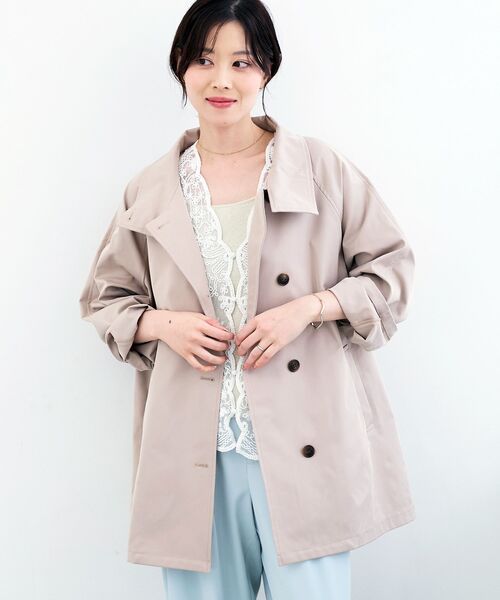 le.coeur blanc(ルクールブラン)の「ツイルストレッチステンカラーコート(ステンカラーコート・レディース・チャコールグレー/ベージュ・38)」の4枚目の写真