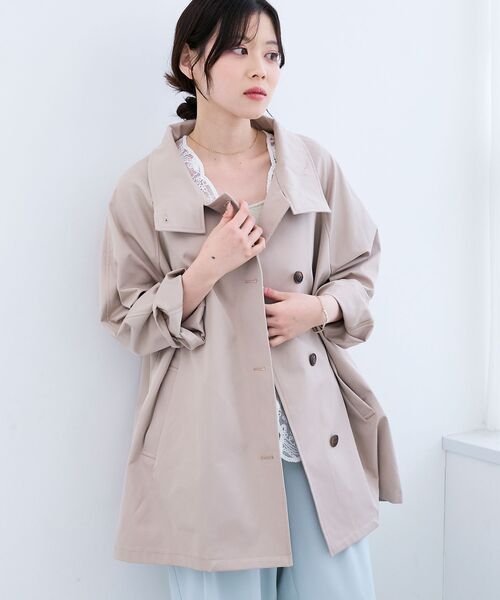 le.coeur blanc(ルクールブラン)の「ツイルストレッチステンカラーコート(ステンカラーコート・レディース・チャコールグレー/ベージュ・38)」の6枚目の写真