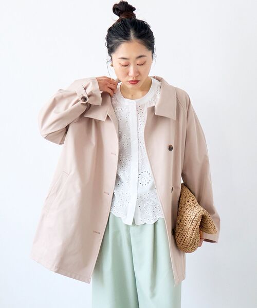 le.coeur blanc(ルクールブラン)の「ツイルストレッチステンカラーコート(ステンカラーコート・レディース・チャコールグレー/ベージュ・38)」の6枚目の写真