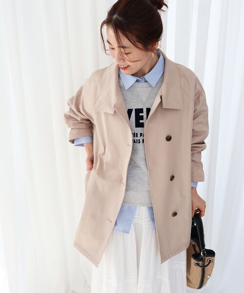 le.coeur blanc(ルクールブラン)の「ツイルストレッチステンカラーコート(ステンカラーコート・レディース・チャコールグレー/ベージュ・38)」の10枚目の写真