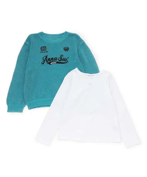 ANNA SUI mini（アナスイ・ミニ）の「色彩映えメッシュニット＋長袖T【洗える】（Tシャツ/カットソー・キッズ・ターコイズブルー/ラベンダー・140cm/130cm/120cm/160cm/150cm）」の4枚目の写真
