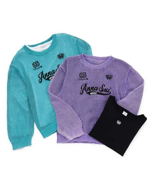 ANNA SUI mini（アナスイ・ミニ）の「色彩映えメッシュニット＋長袖T【洗える】（Tシャツ/カットソー・キッズ・ターコイズブルー/ラベンダー・140cm/130cm/120cm/160cm/150cm）」の12枚目の写真