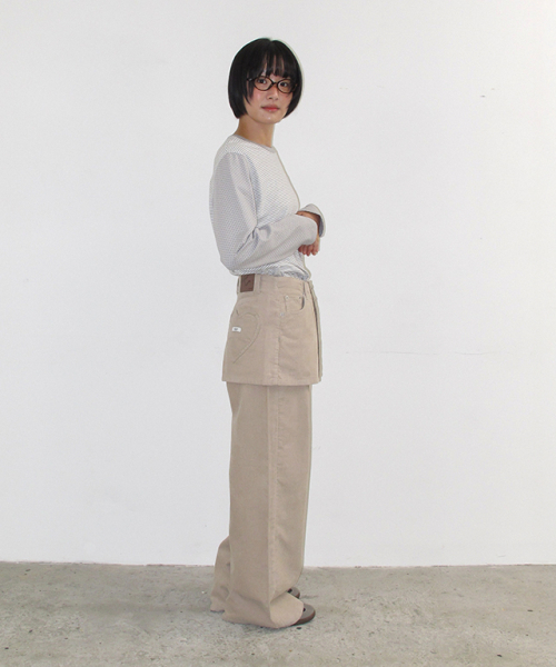 RONRON(ロンロン)の「HEART POCKET CORDUROY SKIRT LAYERED PANTS BEIGE(その他パンツ・レディース・その他・S/M)」の4枚目の写真