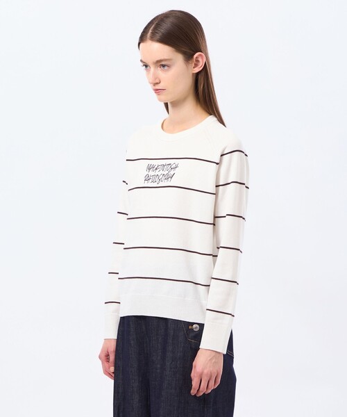 MACKINTOSH PHILOSOPHY(マッキントッシュ フィロソフィー)の「ライティングロゴボーダーニット(ニット/セーター・レディース・ブラウン系その他4/グリーン系その他/ダークネイビー・38)」の8枚目の写真