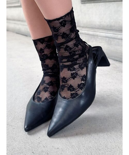 RESEXXY（リゼクシー）の「レースショートソックス（ソックス/靴下・レディース・ブラック/アイボリー・FREE）」の2枚目の写真