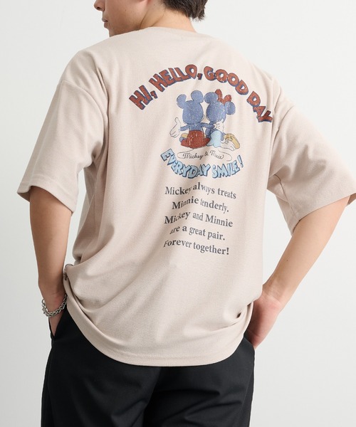 Disney(ディズニー)の「【Disney】ミッキー&ミニー プリントTシャツ 吸汗速乾/イージーケア COOLMAX 6277-6804 MNY(Tシャツ/カットソー・メンズ・ベージュ/ブラック・L/2L/M)」の4枚目の写真