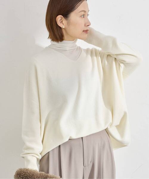 IENA(イエナ)の「《追加5》Fineニュージーウール ニュアンス Vプルオーバー(ニット/セーター・レディース・スカイブルー/ホワイト・FREE)」の2枚目の写真