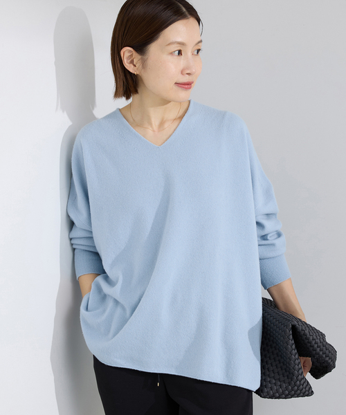 IENA(イエナ)の「《追加5》Fineニュージーウール ニュアンス Vプルオーバー(ニット/セーター・レディース・スカイブルー/ホワイト・FREE)」の22枚目の写真