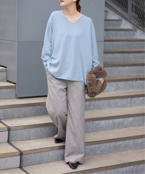 IENA(イエナ)の「《追加5》Fineニュージーウール ニュアンス Vプルオーバー(ニット/セーター・レディース・スカイブルー/ホワイト・FREE)」の7枚目の写真