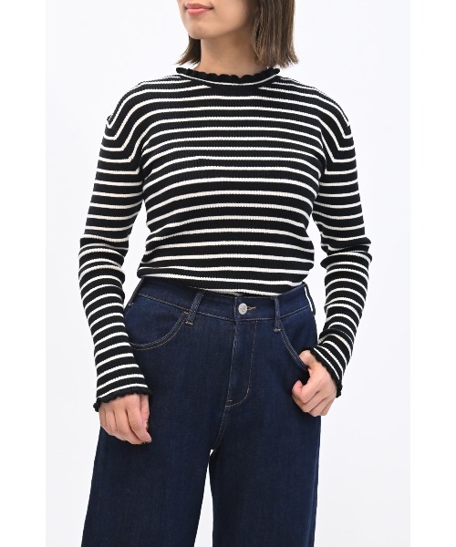 HEART MARKET(ハートマーケット)の「もちもち衿フリルリブニットプルオーバー(Tシャツ/カットソー・レディース・グレー/スミクロ/ホワイト/ブラック系その他・FREE)」の3枚目の写真