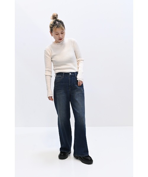 HEART MARKET(ハートマーケット)の「もちもち衿フリルリブニットプルオーバー(Tシャツ/カットソー・レディース・グレー/スミクロ/ホワイト/ブラック系その他・FREE)」の5枚目の写真
