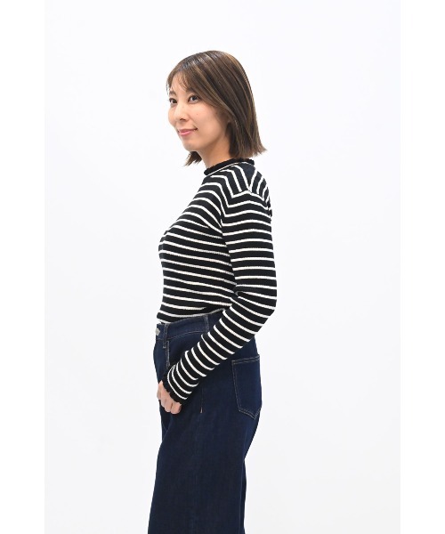 HEART MARKET(ハートマーケット)の「もちもち衿フリルリブニットプルオーバー(Tシャツ/カットソー・レディース・グレー/スミクロ/ホワイト/ブラック系その他・FREE)」の16枚目の写真