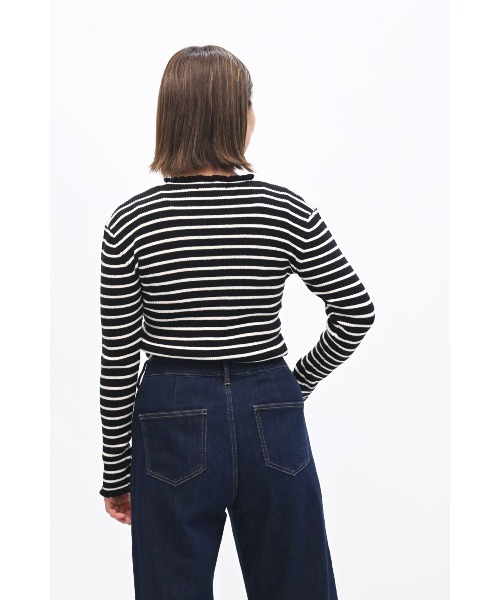 HEART MARKET(ハートマーケット)の「もちもち衿フリルリブニットプルオーバー(Tシャツ/カットソー・レディース・グレー/スミクロ/ホワイト/ブラック系その他・FREE)」の17枚目の写真