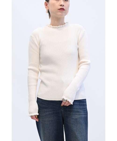 HEART MARKET(ハートマーケット)の「もちもち衿フリルリブニットプルオーバー(Tシャツ/カットソー・レディース・グレー/スミクロ/ホワイト/ブラック系その他・FREE)」の21枚目の写真