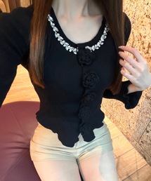 ALLuRing ChaRm | 【ALLuRing ChaRm × r10u_un】 Neck Beaded Flower Cardigan / ネックビシューフラワーカーディガン(カーディガン/ボレロ)
