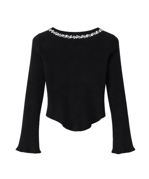 ALLuRing ChaRm(アリュリングチャーム)の「【ALLuRing ChaRm × r10u_un】 Neck Beaded Flower Cardigan / ネックビシューフラワーカーディガン(カーディガン/ボレロ・レディース・グレー/ブラック・FREE)」の4枚目の写真