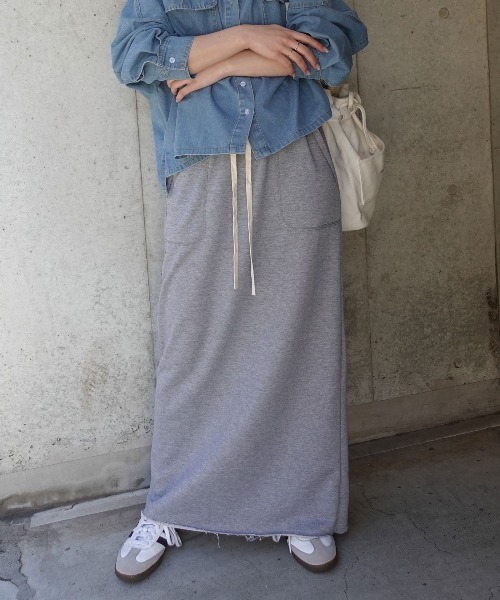 CORNERS（コーナーズ）の「スウェットタイトロングスカート【セットアップ可能】（スカート・レディース・グレー/ブラック/オートミール・M）」の3枚目の写真