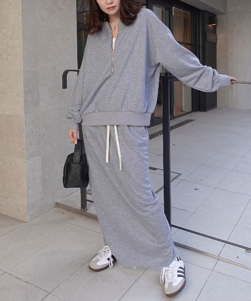 CORNERS（コーナーズ）の「スウェットタイトロングスカート【セットアップ可能】（スカート・レディース・グレー/ブラック/オートミール・M）」の11枚目の写真