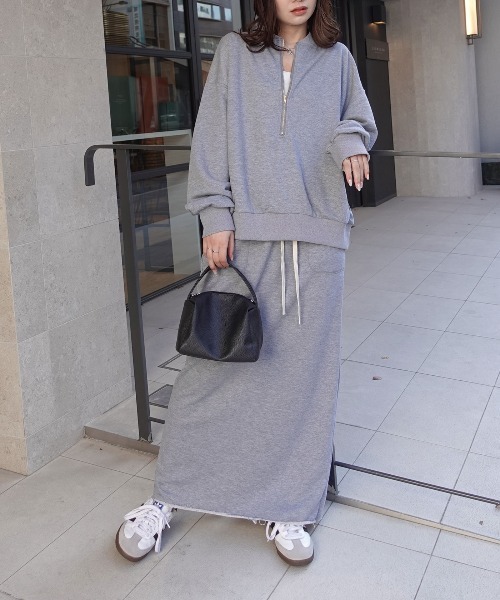 CORNERS（コーナーズ）の「スウェットタイトロングスカート【セットアップ可能】（スカート・レディース・グレー/ブラック/オートミール・M）」の12枚目の写真