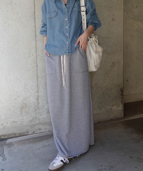 CORNERS（コーナーズ）の「スウェットタイトロングスカート【セットアップ可能】（スカート・レディース・グレー/ブラック/オートミール・M）」の14枚目の写真