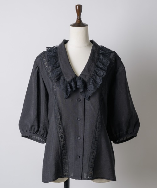yae(ヤエ)の「Short sleeve lace blouse / ショートスリーブレースブラウス(シャツ/ブラウス・レディース・ブラック/ホワイト・FREE)」の22枚目の写真