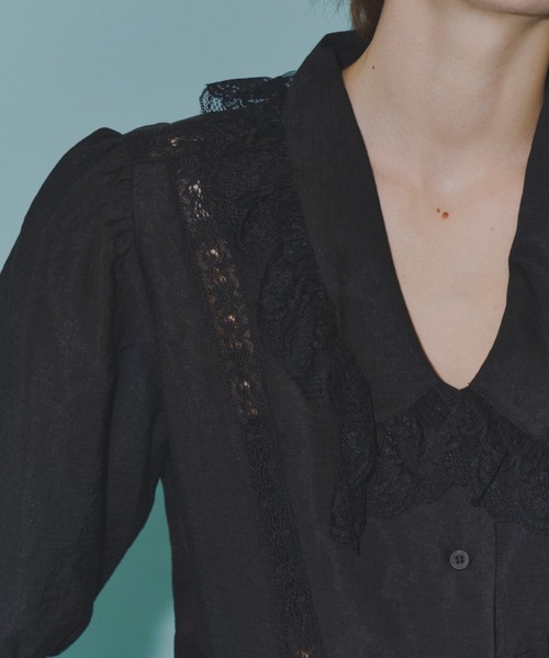 yae(ヤエ)の「Short sleeve lace blouse / ショートスリーブレースブラウス(シャツ/ブラウス・レディース・ブラック/ホワイト・FREE)」の9枚目の写真