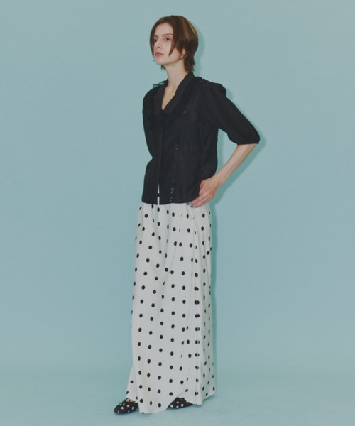 yae(ヤエ)の「Short sleeve lace blouse / ショートスリーブレースブラウス(シャツ/ブラウス・レディース・ブラック/ホワイト・FREE)」の12枚目の写真