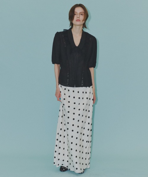 yae(ヤエ)の「Short sleeve lace blouse / ショートスリーブレースブラウス(シャツ/ブラウス・レディース・ブラック/ホワイト・FREE)」の13枚目の写真