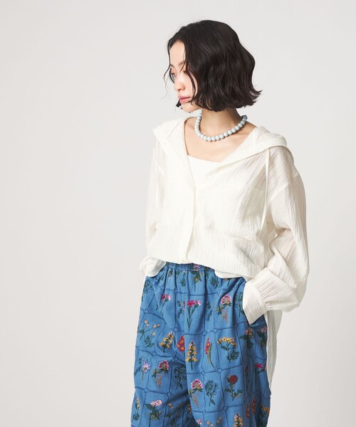 CITEN(シテン)の「<CITEN>シアーフードシャツ(シャツ/ブラウス・レディース・ブラック/イエロー/ホワイト・FREE)」の2枚目の写真